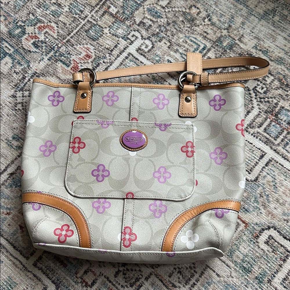 COACH Peyton Signature Clover Floral Top Mini Tote new rare y2k